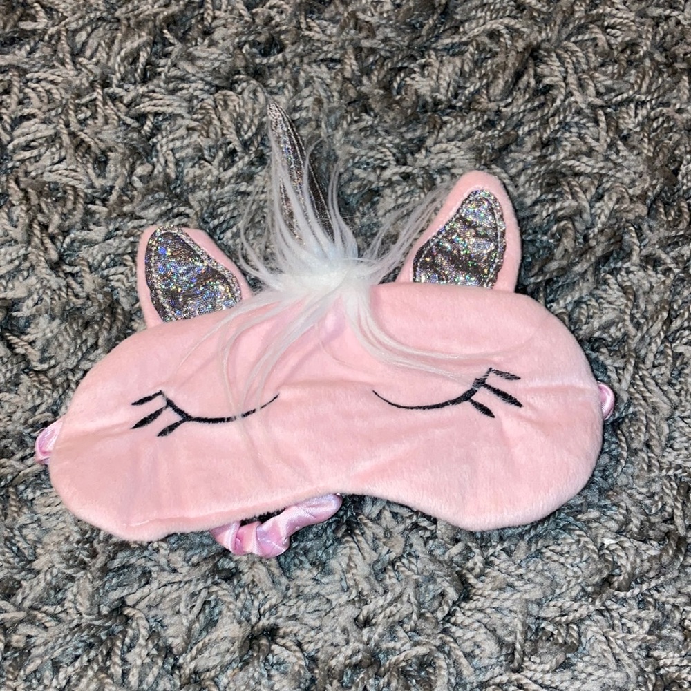 Blush pink, cute kid sleep mask, unicorn